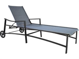 OW Lee Avana Sling Aluminum Adjustable Chaise Lounge with Wheels
