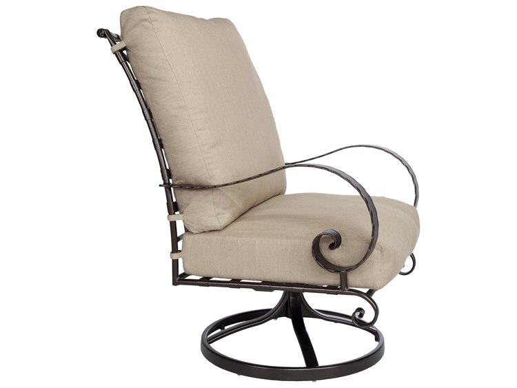 OW Lee Classico Wide Arms Wrought Iron Hi-Back Swivel Rocker Lounge Chair