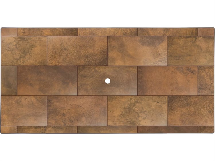 OW Lee City Porcelain Rectangular Table Top with Aluminum Rim & Umbrella Hole