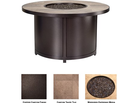 OW Lee Quick Ship Casual Fireside Capri Wrought Iron Round Chat Height Fire Pit Table