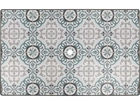 OW Lee Valencia Porcelain Rectangular Table Top with Aluminum Rim & Umbrella Hole