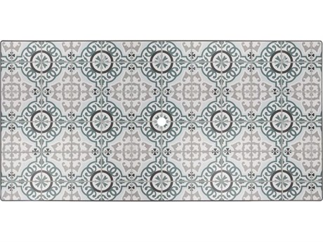 OW Lee Valencia Porcelain Rectangular Table Top with Aluminum Rim & Umbrella Hole