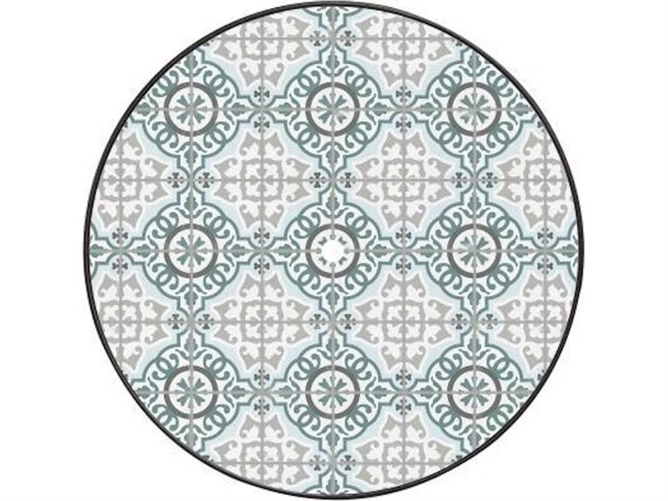 OW Lee Valencia Porcelain Round Table Top with Aluminum Rim & Umbrella Hole