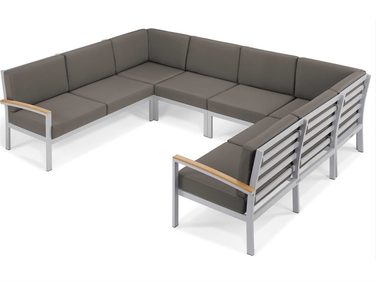 Oxford Garden Travira 6 Piece Modular Aluminum Cushion Lounge Sectional Set