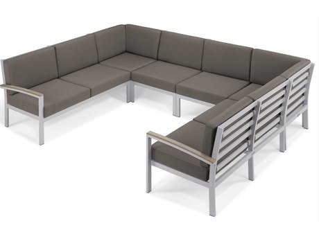 Oxford Garden Travira 6 Piece Modular Aluminum Cushion Lounge Sectional Set