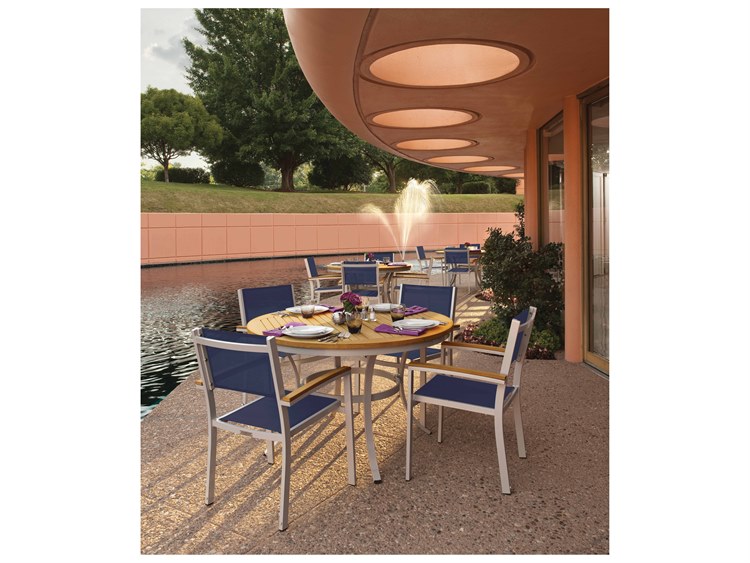 Oxford Garden Travira Aluminum Flint 5 Piece Patio Dining Set with Ink Pen Sling