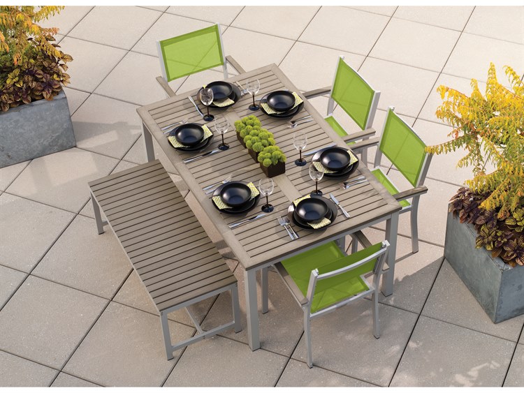 Oxford Garden Travira Aluminum Flint 6 Piece Dining Set with Go Green Sling