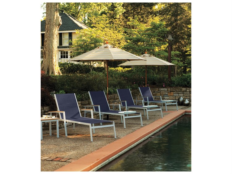Oxford Garden Travira Aluminum Flint 8 Piece Outdoor Patio Lounge Set with Ink Pen Slings