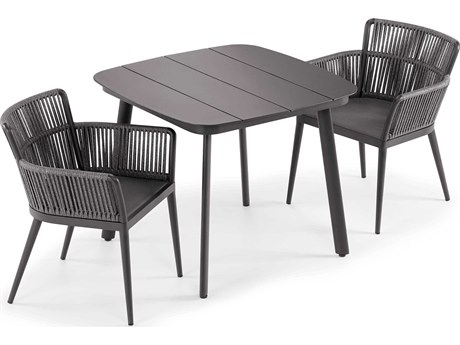 Oxford Garden Nette 3 Piece Aluminum Dining Table and Armchair Set