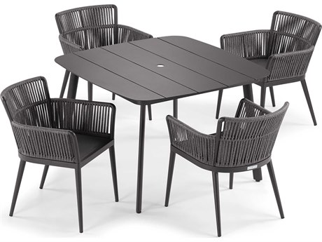 Oxford Garden Nette 5 Piece Aluminum Dining Table & Armchair Set