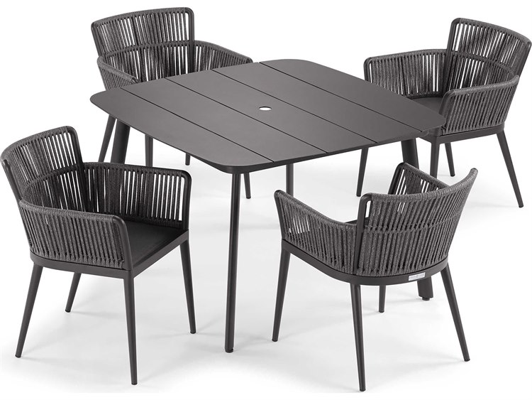 Oxford Garden Nette 5 Piece Aluminum Dining Table & Armchair Set
