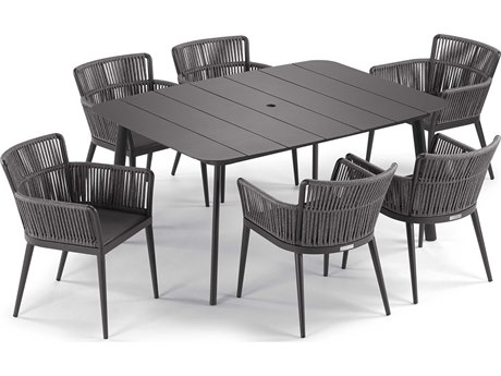 Oxford Garden Nette 7 Piece Aluminum Dining Table & Armchair Set