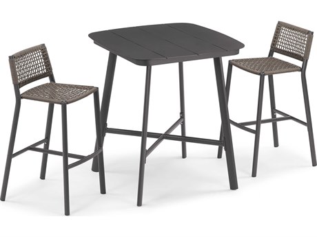 Oxford Garden Eiland 2 Aluminum Bar Stools and Bar Table Set