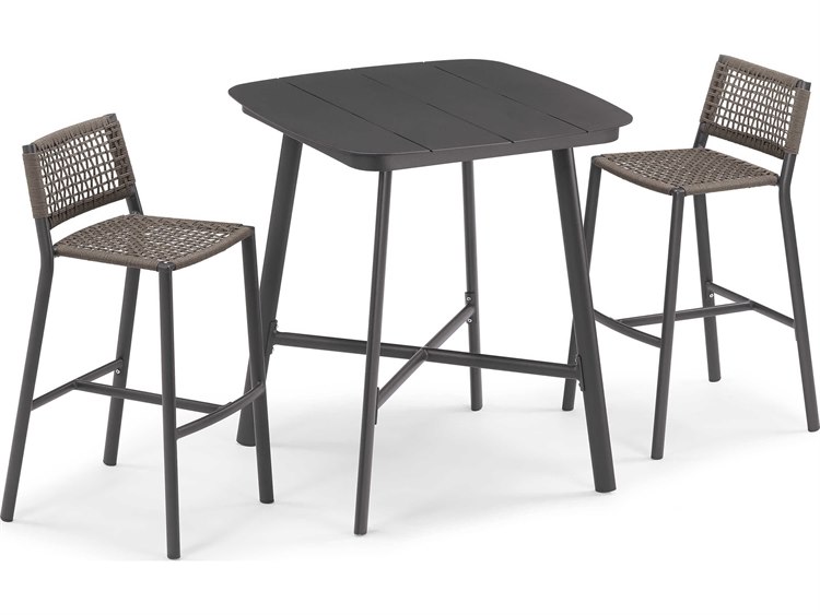 Oxford Garden Eiland 2 Aluminum Bar Stools and Bar Table Set