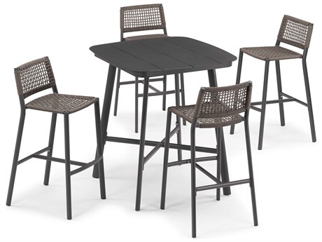 Oxford Garden Eiland 4 Aluminum Bar Stools and Table Set