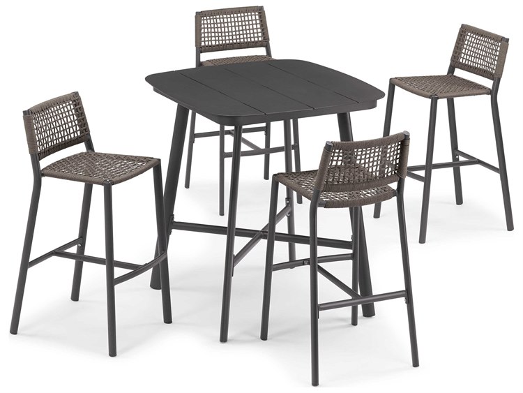 Oxford Garden Eiland 4 Aluminum Bar Stools and Table Set
