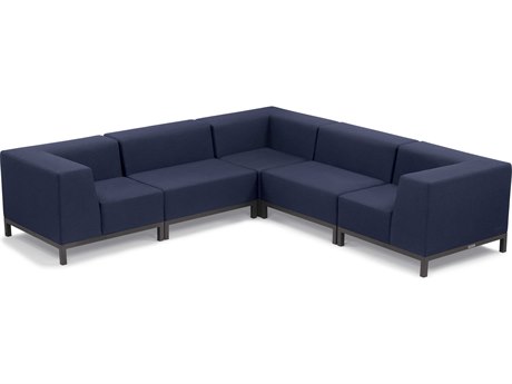 Oxford Garden Koral 5 Piece Modular Aluminum Cushion Lounge Sectional Set - No Cushion