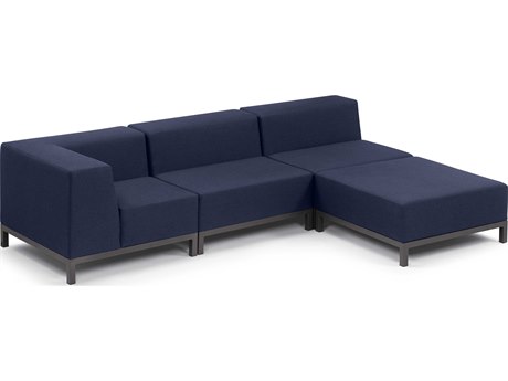 Oxford Garden Koral 4 Piece Modular Aluminum Cushion Lounge Sectional Set - No Cushion
