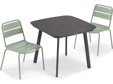 Oxford Garden Kapri Aluminum Carbon/Sage 3 Piece Dining Table Set