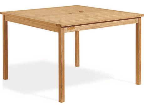 Oxford Garden Oxford Teak Natural 42'' Square Dining Table with Umbrella Hole