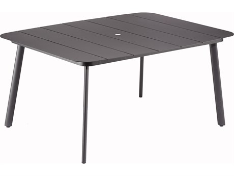 Oxford Garden Eiland Aluminum Rectangular Umbrella Hole Dining Table