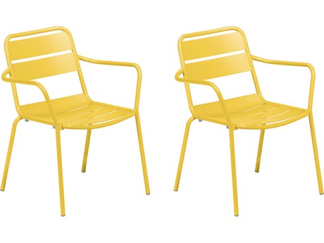 Oxford Garden Kapri Aluminum Saffron Stackable Dining Arm Chair (Set of 2)