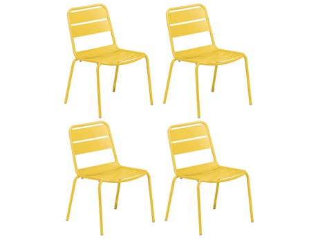 Oxford Garden Kapri Aluminum Saffron Stackable Dining Side Chair (Set of 4)