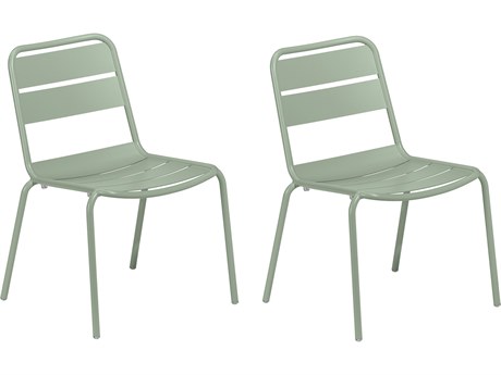 Oxford Garden Kapri Aluminum Sage Stackable Dining Side Chair (Set of 2)