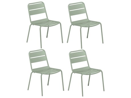 Oxford Garden Kapri Aluminum Sage Stackable Dining Side Chair (Set of 4)