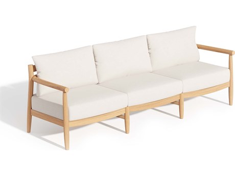 Oxford Garden Lido Teak Natural Sofa with Bliss Linen Cushions