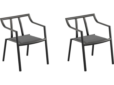 Oxford Garden Markoe Aluminum Carbon Stackable Dining Arm Chair (Price Includes 2)