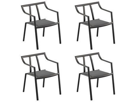 Oxford Garden Markoe Aluminum Carbon Stackable Dining Arm Chair (Price Includes 4)