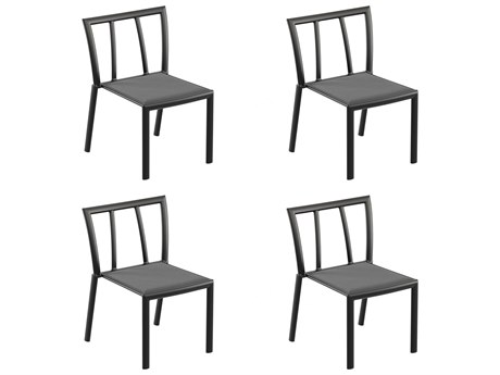 Oxford Garden Markoe Aluminum Carbon Stackable Dining Side Chair (Price Includes 4)
