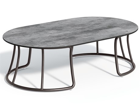 Oxford Gardens Malti Aluminum Carbon 54.5''W x 32.5''D Oval HPL Top Coffee Table