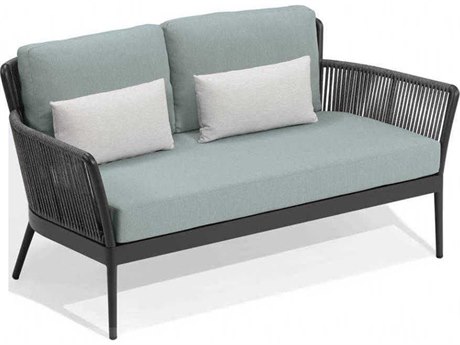 Oxford Garden Nette Aluminum Seafoam and Salt Cushion Loveseat