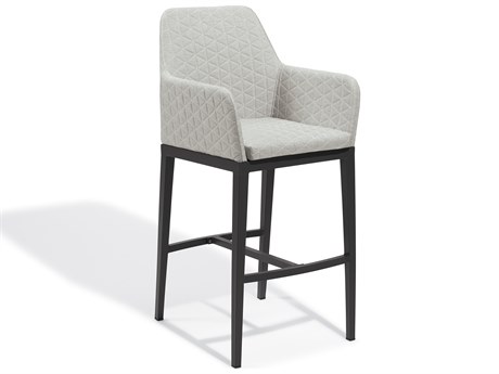 Oxford Garden Oland Aluminum Carbon Bar Chair with Canvas Granite Cushion