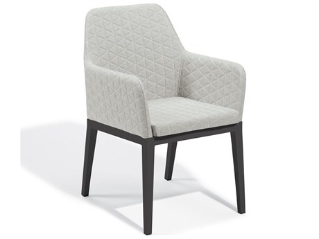 Oxford Garden Oland Aluminum Carbon Dining Arm Chair with Canvas Granite Cushion