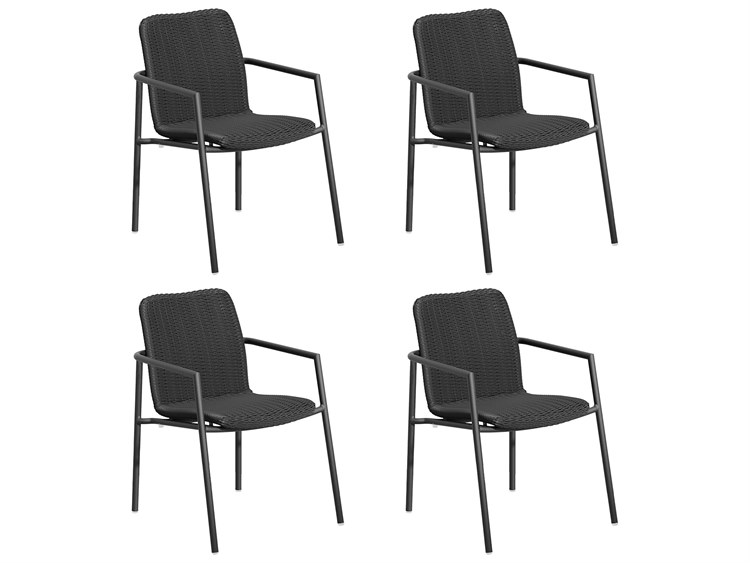 Oxford Garden Orso Wicker Shadow Stackable Patio Dining Arm Chair Set of 4