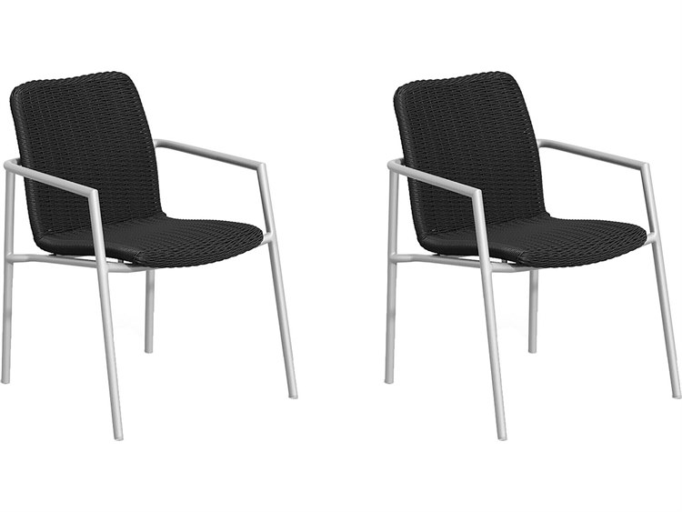 Oxford Garden Orso Wicker Shadow Stackable Outdoor Dining Arm Chair Set of 2