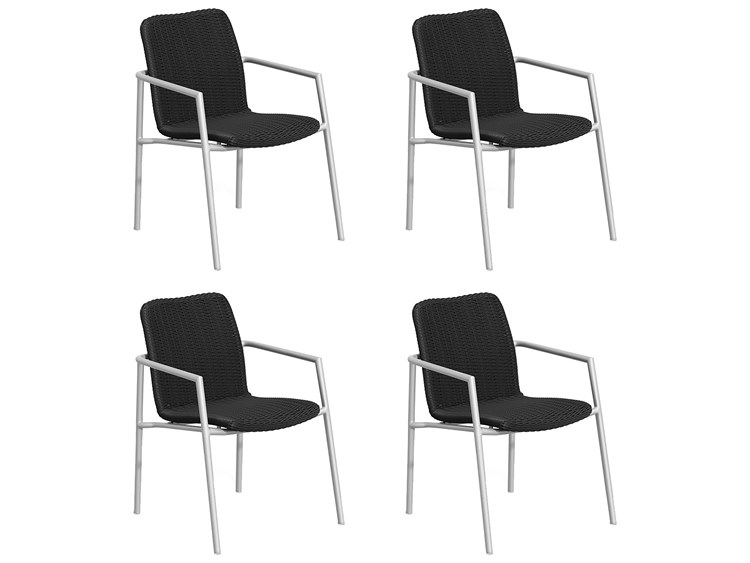 Oxford Garden Orso Wicker Shadow Stackable Outdoor Patio Dining Arm Chair Set of 4