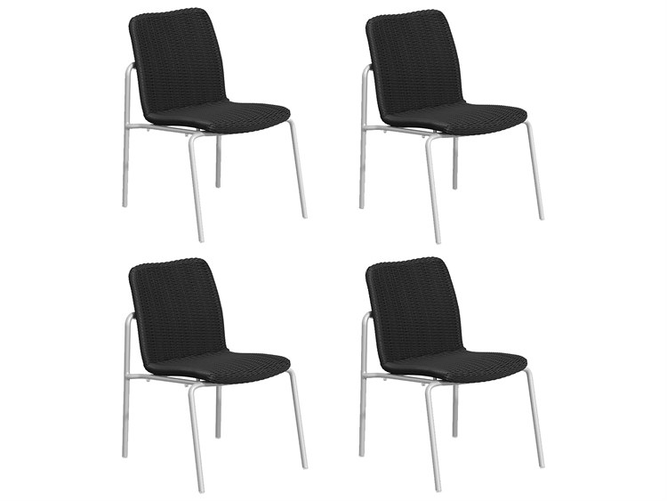 Oxford Garden Orso Wicker Shadow Stackable Patio Dining Side Chair Set of 4