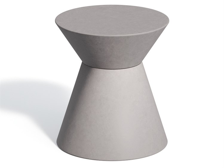Oxford Garden Palo Concrete Iron Round Drum Outdoor Patio End Table