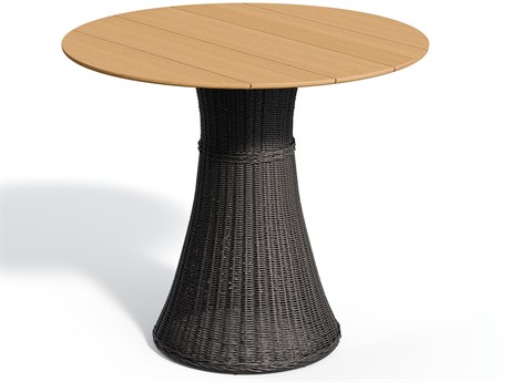 Oxford Garden Tulle Wicker Shadow-Mena 48'' Round Teak Top Bar Table