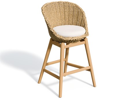 Oxford Garden Tulle Teak Natural / Flax-Mena Bar Chair with Bliss Linen Cushion