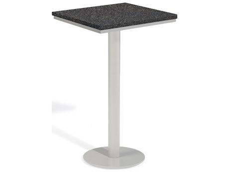 Oxford Garden Travira Aluminum Flint 26'' Square Granite Top Bar Table