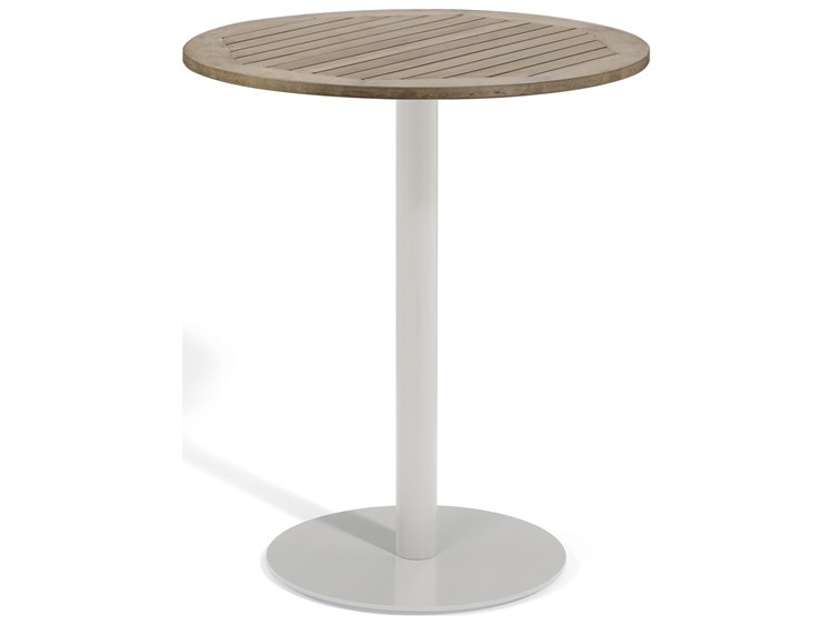 Oxford Garden Travira Aluminum Flint 36'' Round Tekwood Top Bar Table