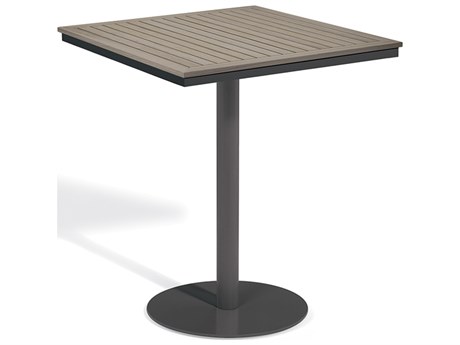 Oxford Garden Travira Aluminum Carbon 38'' Square Tekwood Top Bar Table