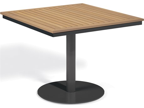 Oxford Garden Travira Aluminum Carbon 38'' Square Tekwood Top Bistro Table