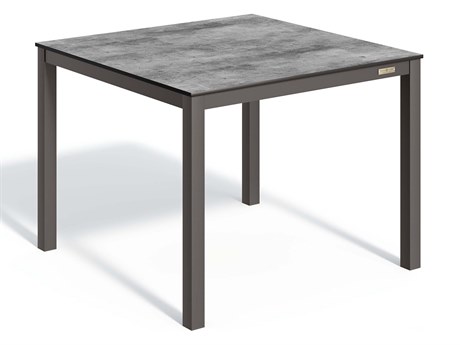 Oxford Garden Travira Aluminum Carbon 40'' Square HPL Top Dining Table with Umbrella Hole