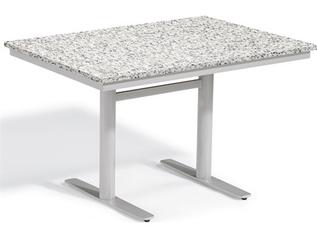 Oxford Garden Travira Aluminum Flint 48''W x 34''D Rectangular Granite Top Bistro Table